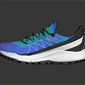 Blue Green Mesh Upper Running Sneakers With Black Laces And White Sole