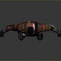 3D Sci Fi Combat Character With Red Mask And Orange Black Outfit