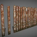 Outdoor Rustic Wooden Fence With Peeling Paint And Weathered Textured Surface