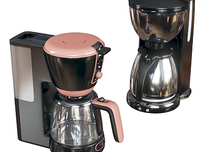 Modern Kitchen Coffee Makers with Pink Black and Silver Stylish Designs 3d model