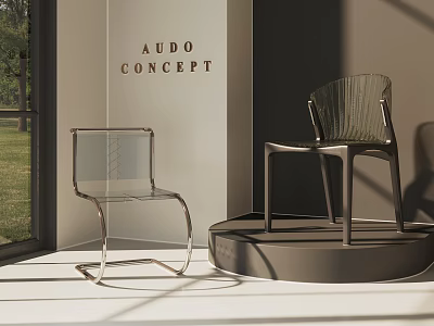 Transparent Leisure Chairs By Audo Concept With Metal Frame Modern Interior Natural Light 3d model