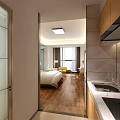 Modern Apartment Interior With Sofa Bed TV Table Chairs Plant And Green Cushions