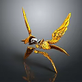 Golden Winged Fantasy Creature With Intricate Details And Flying Stance