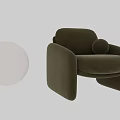 Beige Velvet Single Sofa With Curved Arms And Round Decorative Pillow