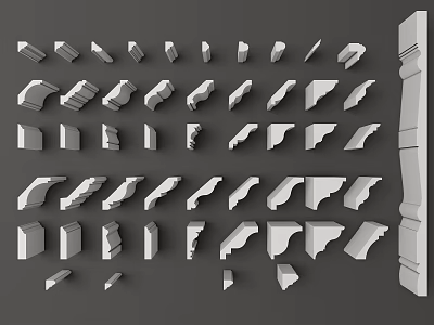 Various Types Of Corner Moldings For Architectural And Home Decor Use 3d model