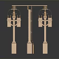 Copper Industrial Metal Framework With Multiple Pillars And Mechanical Components 3D Model
