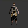 Stylish Woman With Brown Short Hair In Vest And Cargo Pants Standing With Black Boots