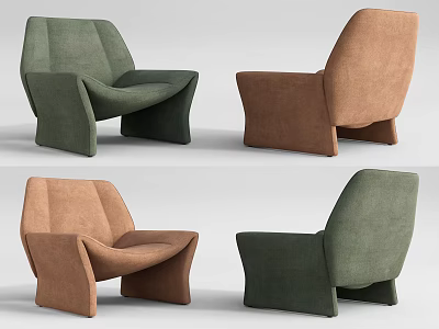 Stylish Modern Single Sofa In Green And Brown With Unique Design And Comfortable Look 3d model