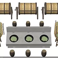 Woven Storage Shelving Unit With Green Plants In Circular Indentations And Stacked Trays