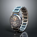 Modern Stainless Steel Wrist Watch With Skeleton Design Black Dial And Chronograph Function 3d model