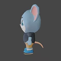 Cute Blue Cartoon Mouse Character With Big Ears Black Shirt Brown Shorts And Blue Shoes