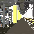 Modern Book Art Library Interior With Spacious Bookshelves Reading Tables And Chairs
