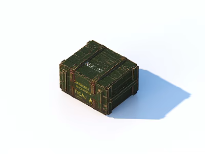 Green Wooden Storage Box With Number 38 And Fragile Label For Home Use 3d model