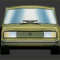 Vintage Yellow Toy Car Model With Blue Windows And Smooth Surface Reflection
