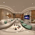 Elegant Modern KTV Interior Design With Comfortable Sofa Coffee Table And TV Screen 3d model