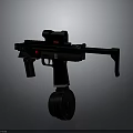 Black Firearm Weapon With Red Dot Sight Scope And Magazine Base Design 3d model