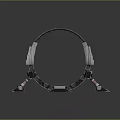Futuristic Metallic Circular Ring Structure With Mechanical Support Legs And Base Platform