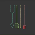Durable Metal Hardware Tools Set of Five Assorted Shapes Standing on Smooth Surface With Reflections 3d model