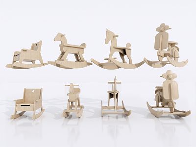 Modern rocking horse wooden horse rocking horse toy 3d model