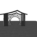 Modern Pergola Structure With Black Roof Circular Archway And Vertical Columns