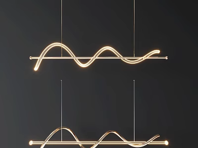 Modern Wavy Illuminated Hanging Pendant Lights with Curved Design 3d model