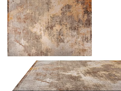 Vintage Distressed Square Rug With Brown Beige Abstract Texture For Home Decor 3d model