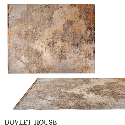 Vintage Distressed Square Rug With Brown Beige Abstract Texture For Home Decor 3d model