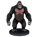 Gorilla Sculpture 3D Model With Standing Pose Brown Fur Pink Chest And Black Base