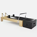 Pilates Reformer Fitness Equipment With Wooden Frame Black Mat And Spring System