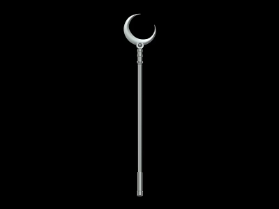 Traditional Crescent Blade Weapon With Long Silver Metal Handle And Sharp Edge Design 3d model