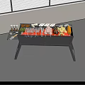 Stainless Steel Grill Cooking Tool for Grilled Meat Vegetable Skewers with Seasoning in Open Space