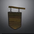 Vintage Wooden Shield Sign With Metal Rivets And Hanging Beam Decor