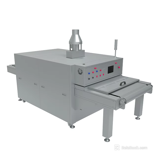 Industrial Conveyor Processing Machine With Exhaust System Control Panel And Stainless Steel Body 3d model