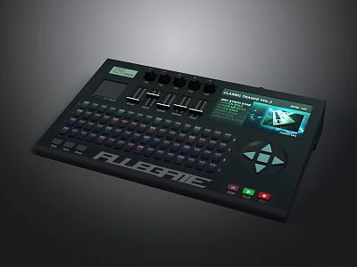 ALGORITHM Electronic Controller With Colored Keys Keyboard Multiple Knobs Faders And Screen Graphics 3d model