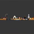 Assorted Sushi Platter Display With Sashimi Rolls Soy Sauce Wasabi And Chopsticks