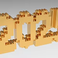 Elegant Gold 2024 3D Numeral Decorative Ornament Set With Cubic Details