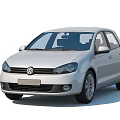 White Volkswagen Golf Modern Hatchback Car With Front View And Alloy Wheels