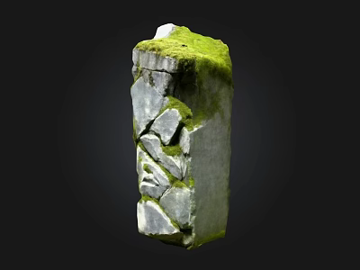 Natural Stone Wood With Moss Covered Cracked Surface And Rough Texture 3d model
