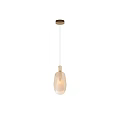 Two Modern Geometric Clear Glass Pendant Lights Hanging With Illuminated Design
