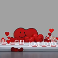 Romantic Red Heart Decorative Scene With Give Love To You And Small Hearts