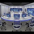 Modern Monitoring Room Control Center With Multiple Screens And Ergonomic Chairs