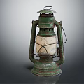 Vintage Kerosene Lantern Green Rustic Design With Weathered Finish Classic Style Home Decor Accent