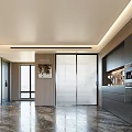 Modern Sideboard in Kitchen Interior With Wooden Panels Marble Countertop And Built in Appliances