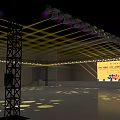 Modern Stage Design With Yellow Lighting Backdrop And Reflective Floor