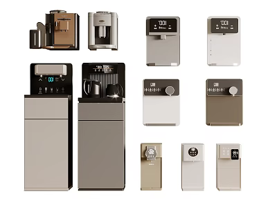 Modern Coffee Makers Water Dispensers And Mini Fridges As Daily Electrical Appliances 3d model