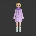 3D Animated Character Creature With Blonde Hair In Purple Coat And Blue Boots