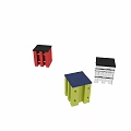 Modern Multi Colored Shoe Bench With Yellow Red Acrylic And Square Structure Legs