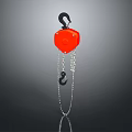 Red Chain Hoist With Black Hook And Metal Chain For Lifting Applications