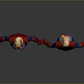 Superhero Character Front And Back Views With Blue Bodysuit Red Cape Gloves And Boots