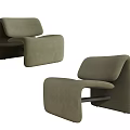 Modern Single Sofa With Curved Armrests Olive Green Velvet And Sleek Design For Living Room